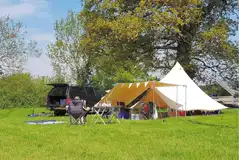 Bell tent on a non electric grass pitch Bell tent on a non electric grass pitch