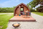 Oak camping pod (dog friendly) with outdoor seating and a fire pit