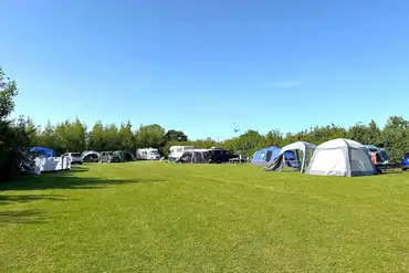 Electric grass pitches with 6 amp hook up at The Croft Campsite