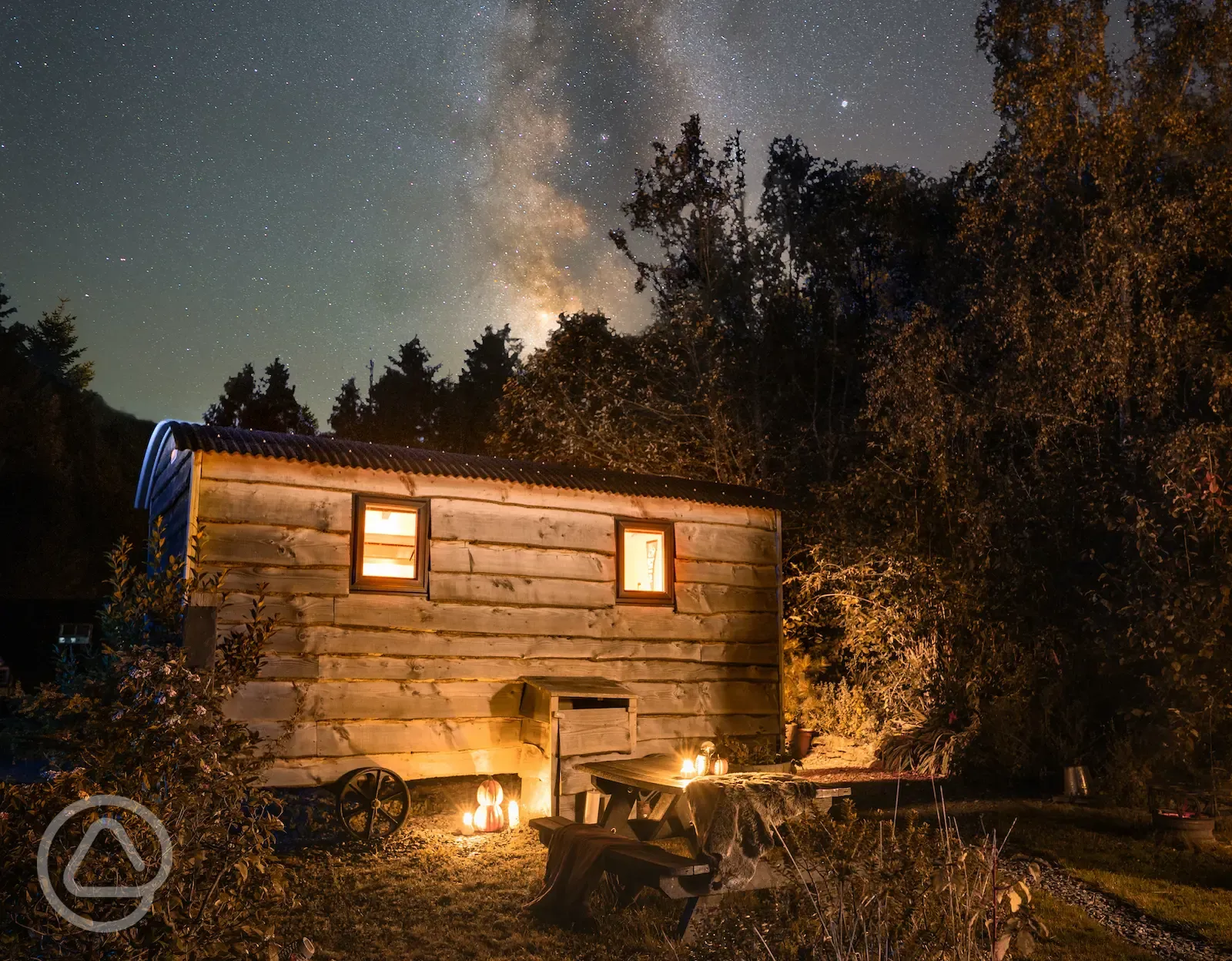 Outside of the wagon at night