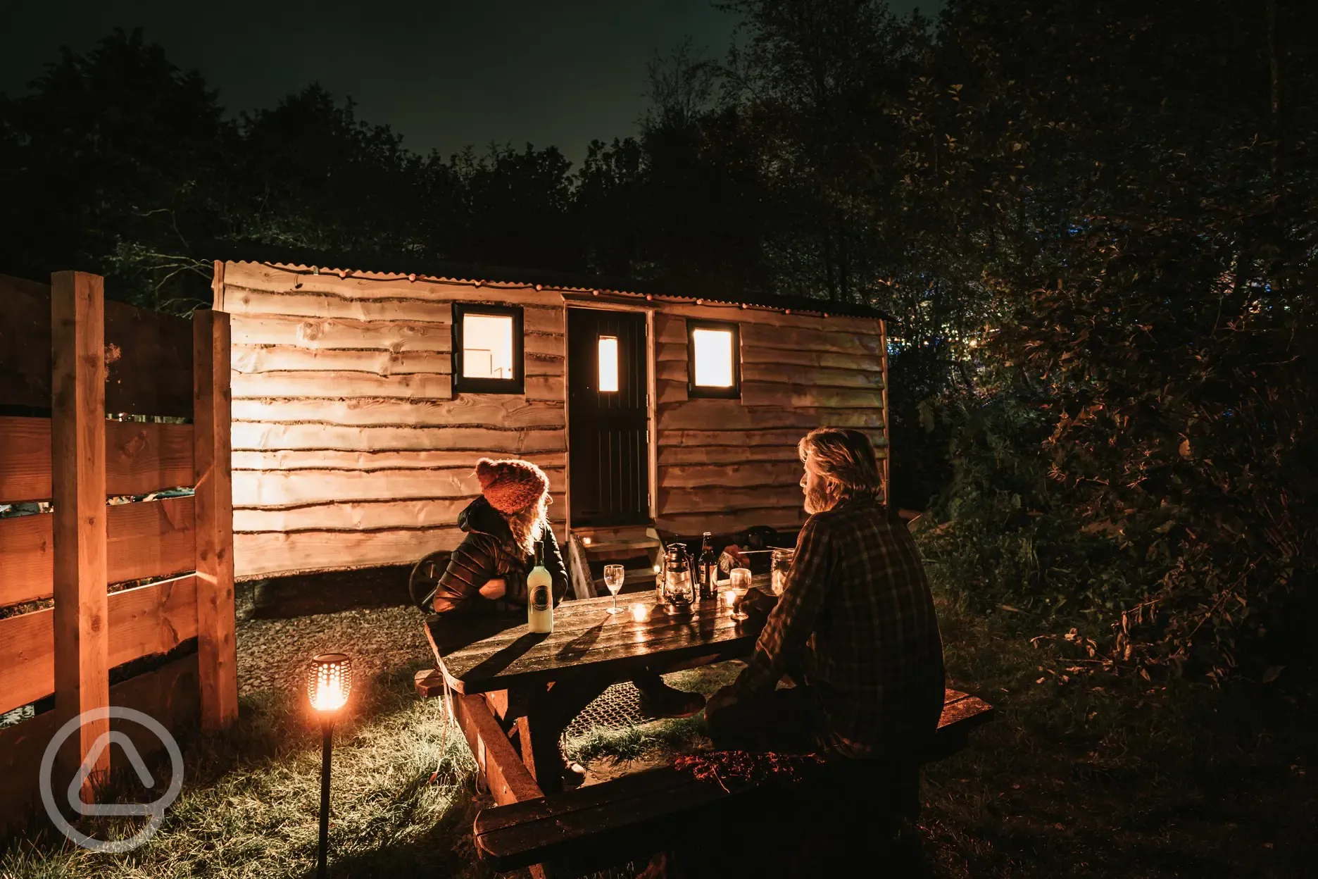 Enjoy star gazing round the fire outside the quarry wagons