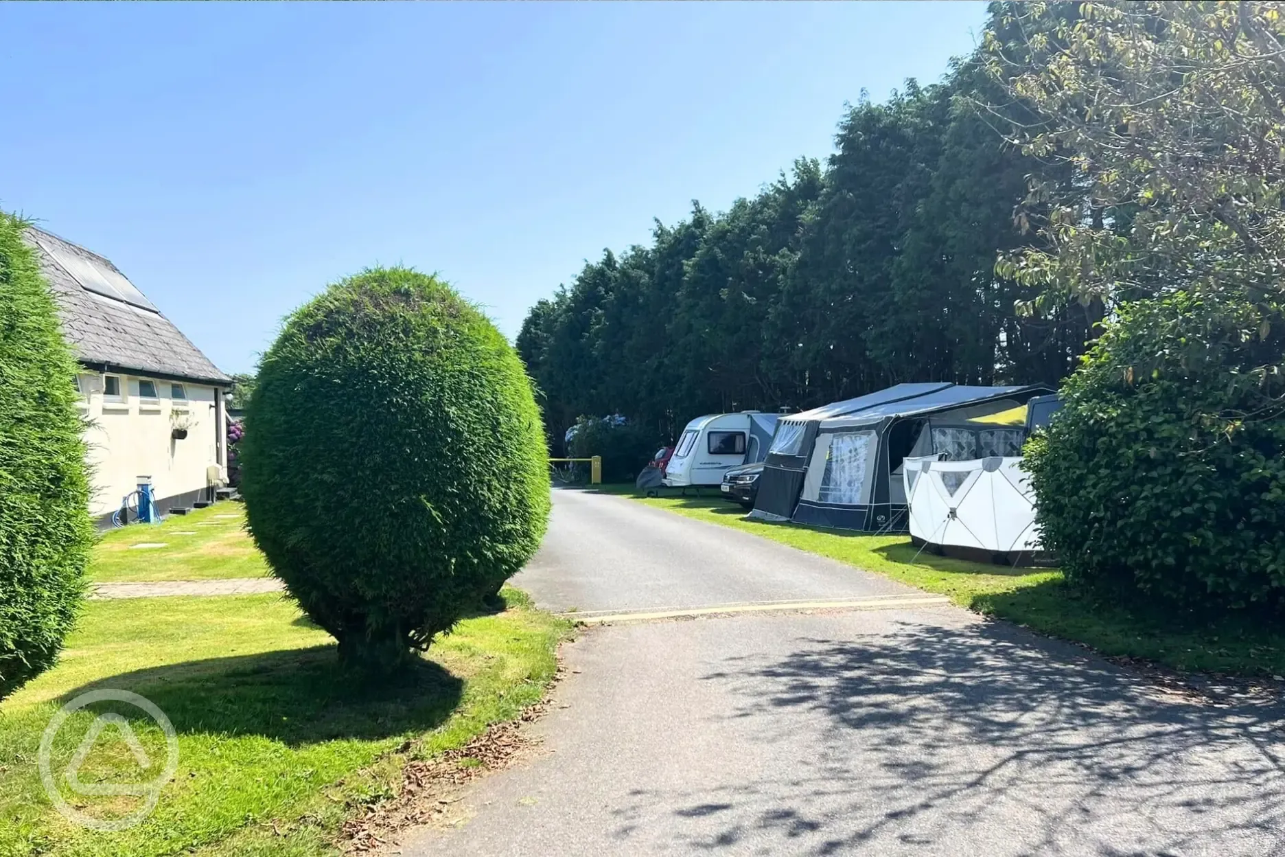 Manicured grounds with speedbumps to keep low speed limits