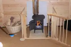 Wooden eco pods log burner