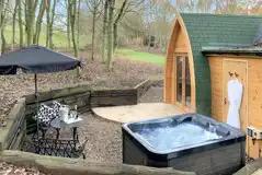 View of Really Posh ensuite pod with an electric hot tub at Hunmanby Follies