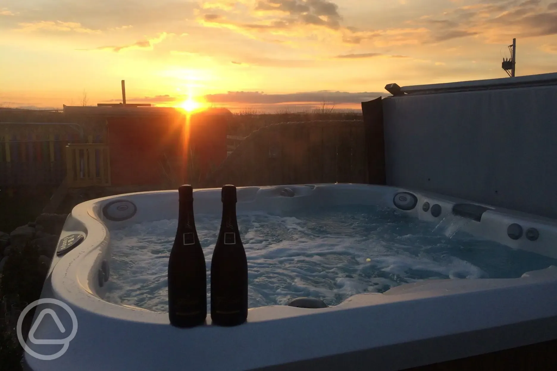 Champagne sunset in the hot tub 
