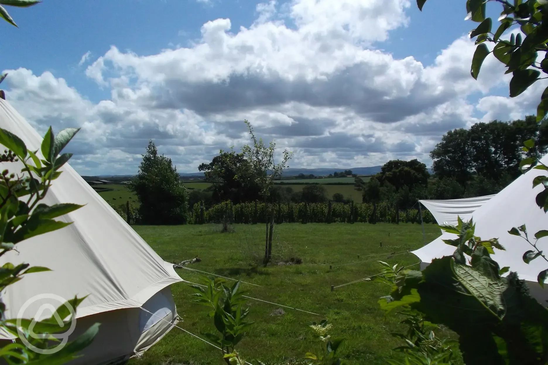 Stay in one of our two spacious unfurnished bell tents . Both tents come with a zipped in ground sheet and an awning and we provide you with a brazier for a campfire.