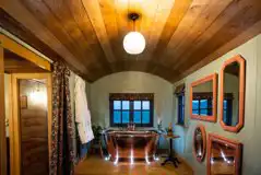 Novelist shepherd's hut copper bath Novelist shepherd's hut copper bath