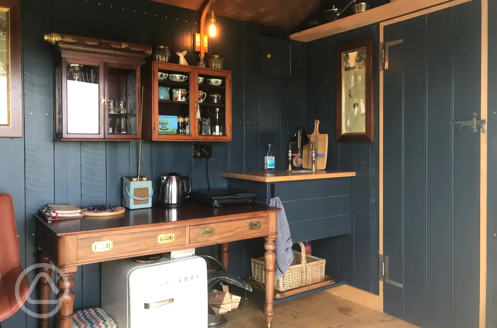 Astronomer shepherd's hut kitchen