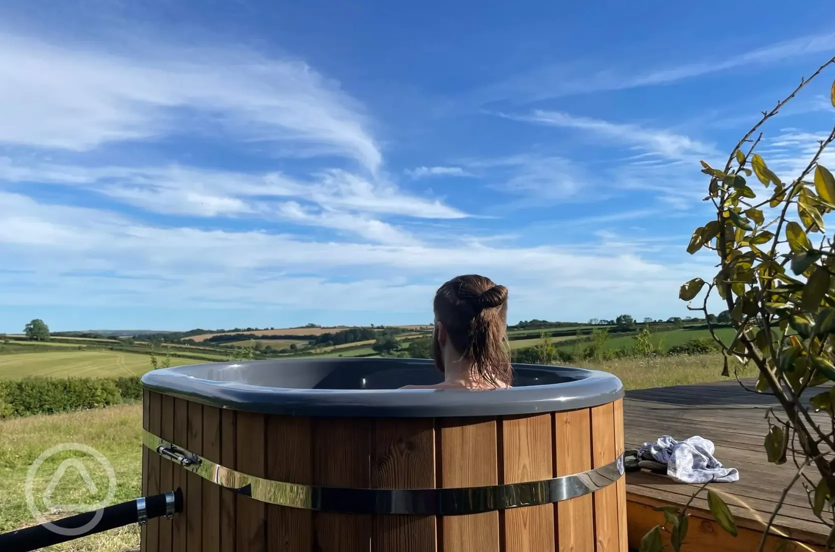 Hardstanding campervan pitch with hot tub