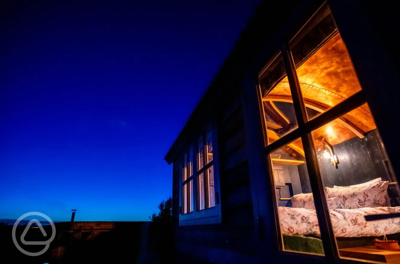 Astronomer shepherd's hut at night