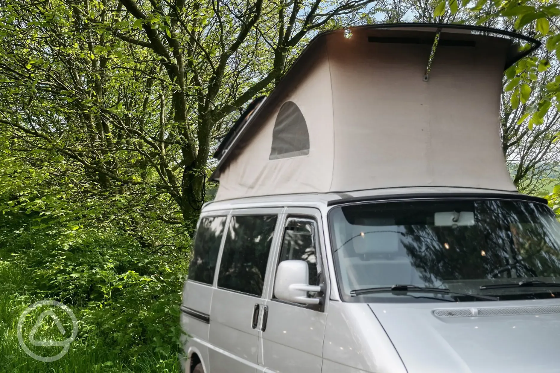 Hardstanding campervan pitch with hot tub