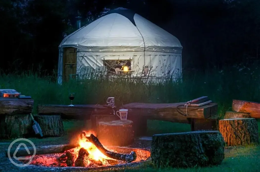 Poppy Yurt at night