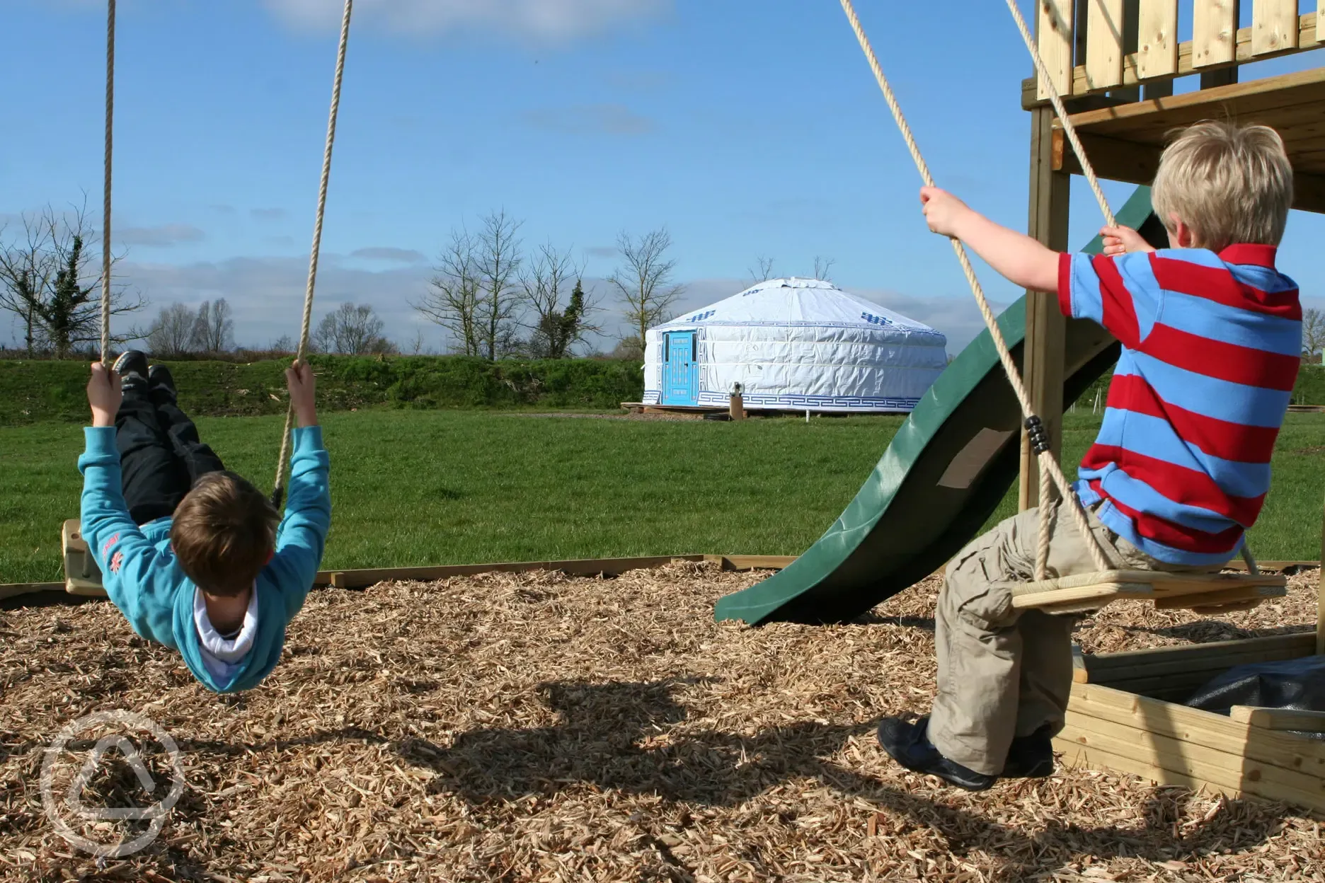Children are free to explore safely in our secure lanscaped paddock and have fun on our wooden play equipment