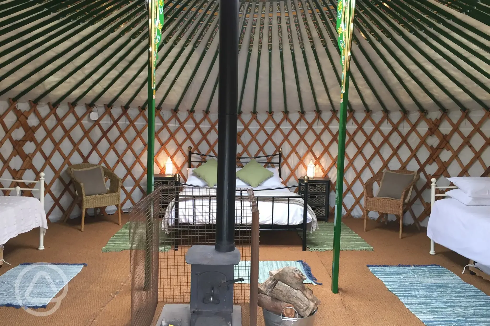 Our Yurts are furnished with comfortable beds, electricity and a woodturning stove.