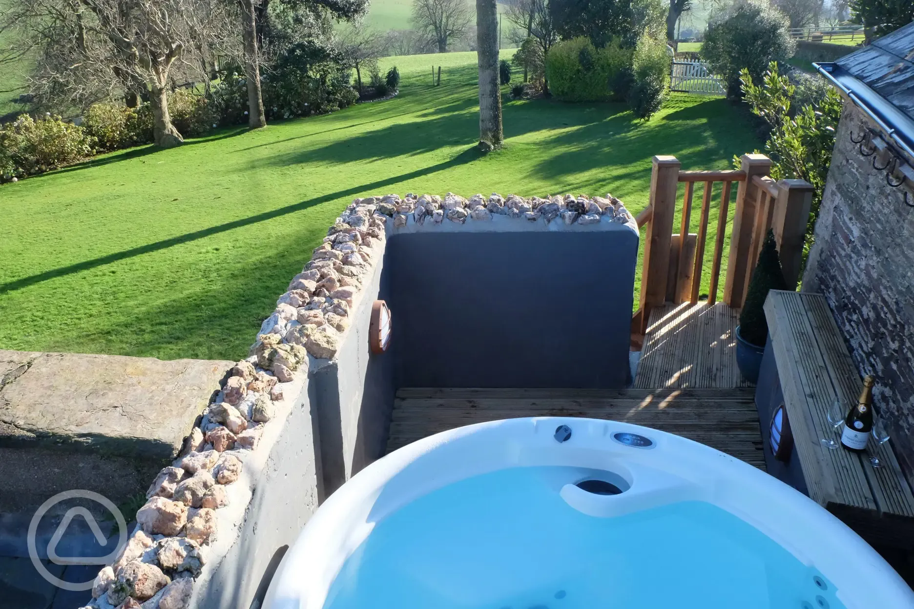 Hot Tub on deck in garden with far reaching views