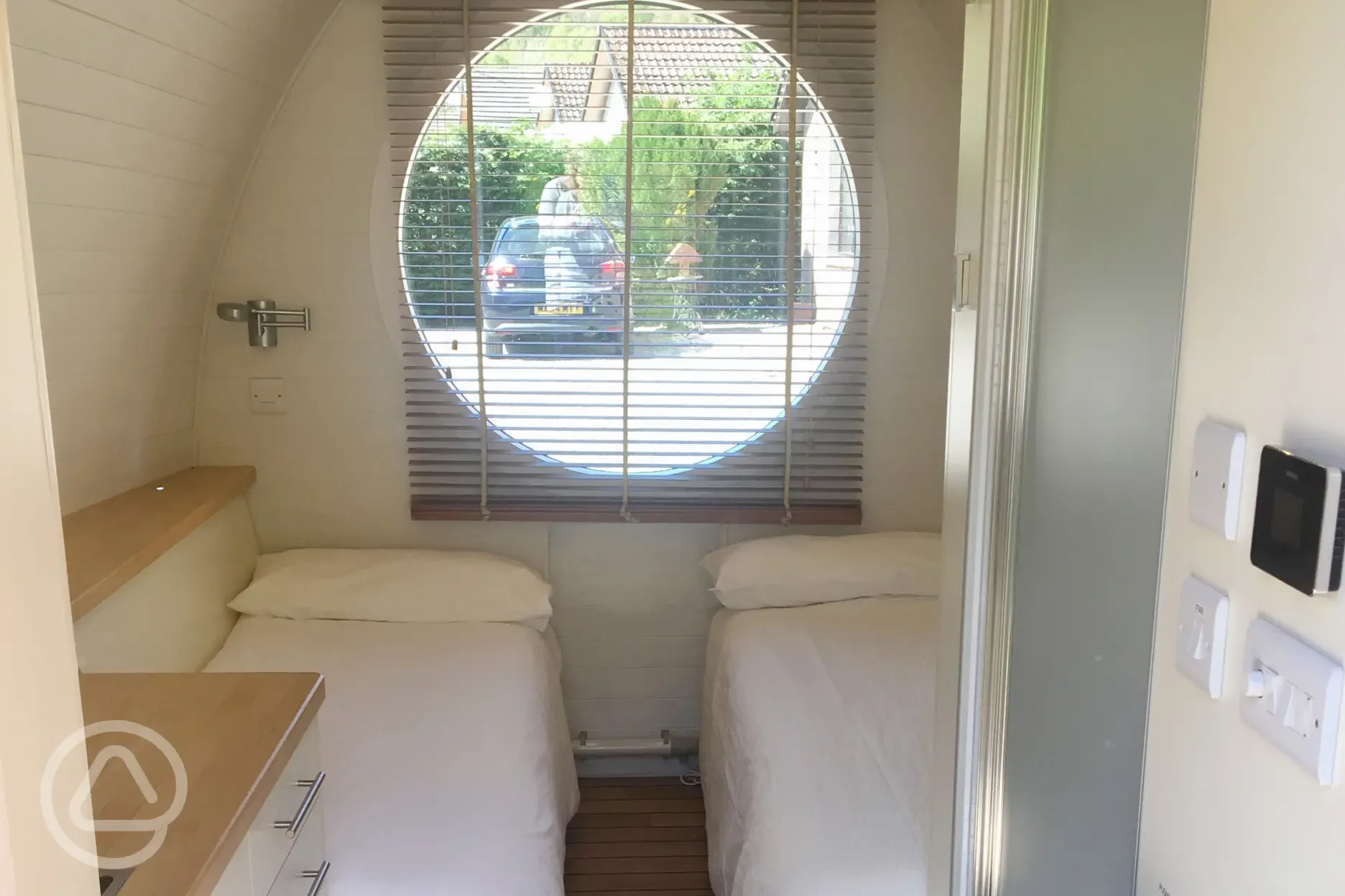 Pod with two single beds