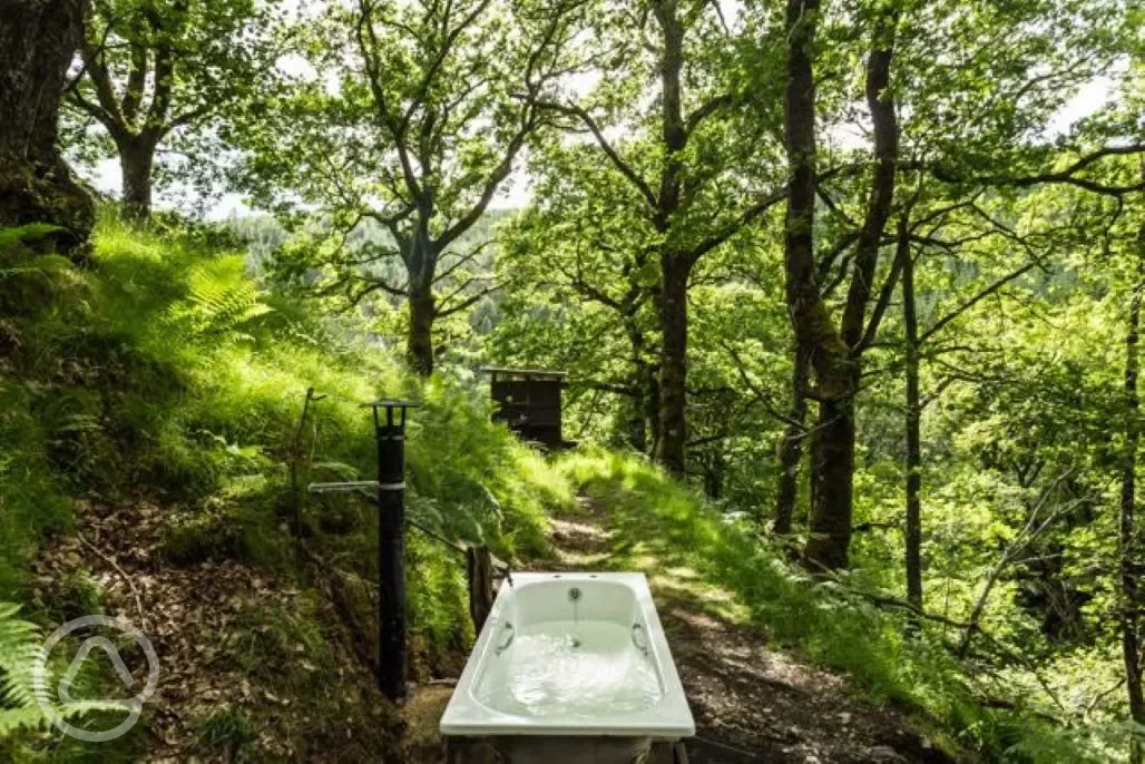 Outdoor bath in forest
