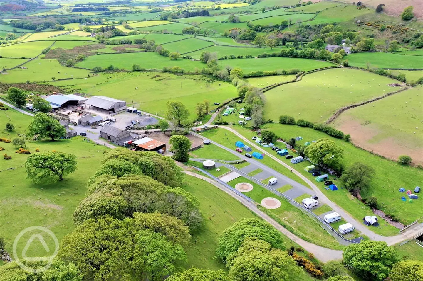 Aerial of the campsite and surrounding countryside Aerial of the campsite and surrounding countryside
