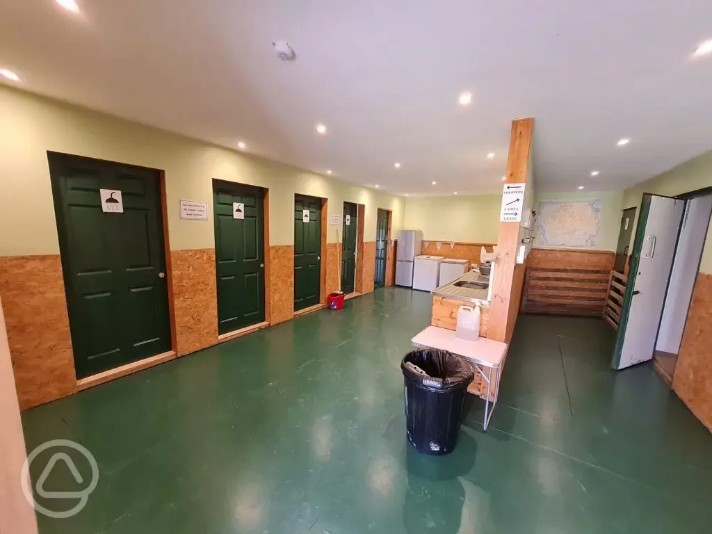 Heated individual shower cubicles Heated individual shower cubicles