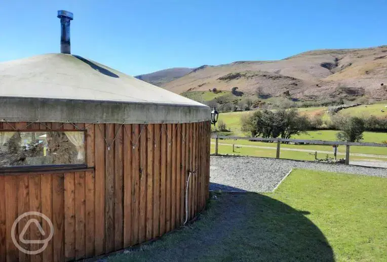 Yurt exterior with Cumbrian countryside views