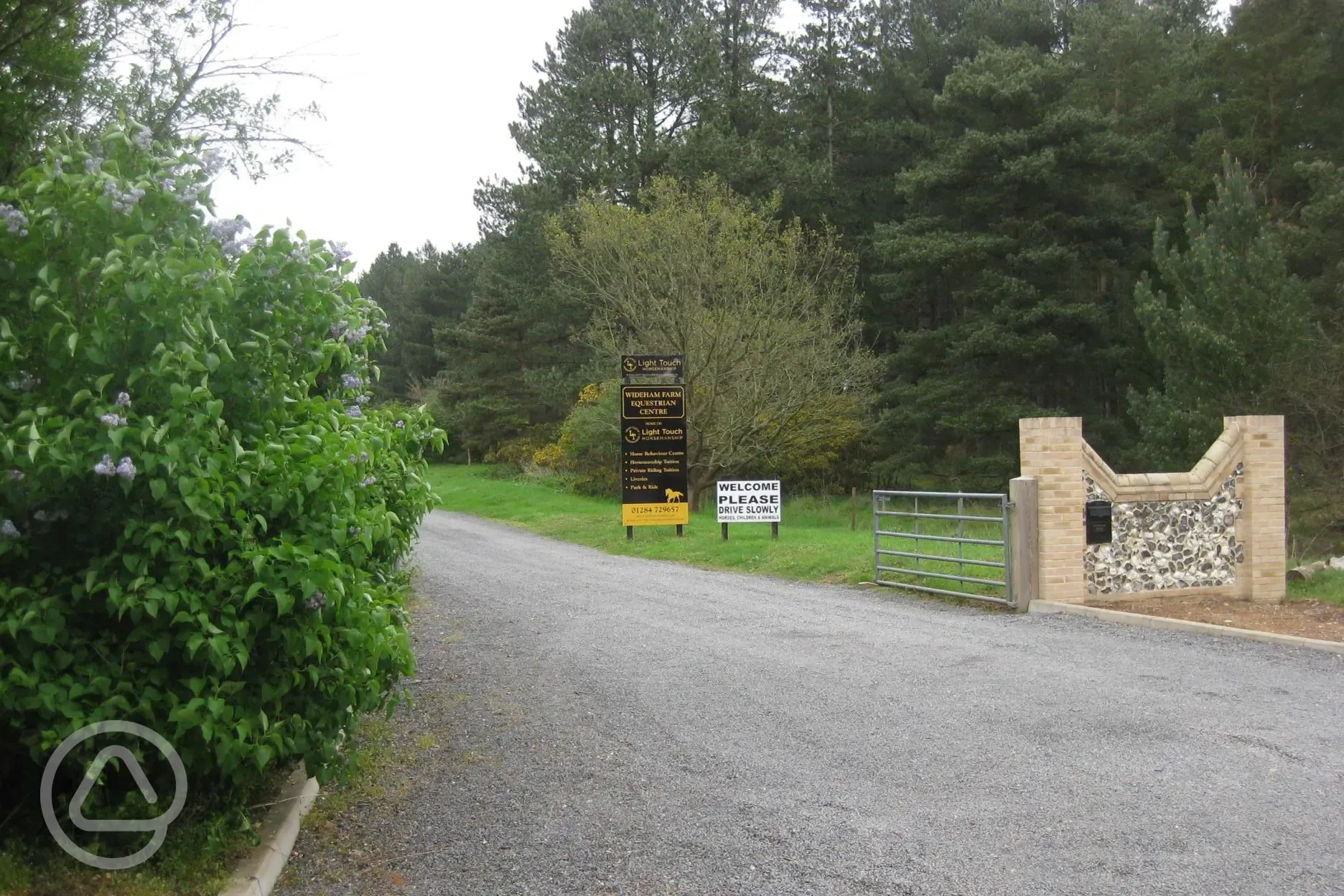 Kings Forest Caravan Park entrance at Wideham Farm