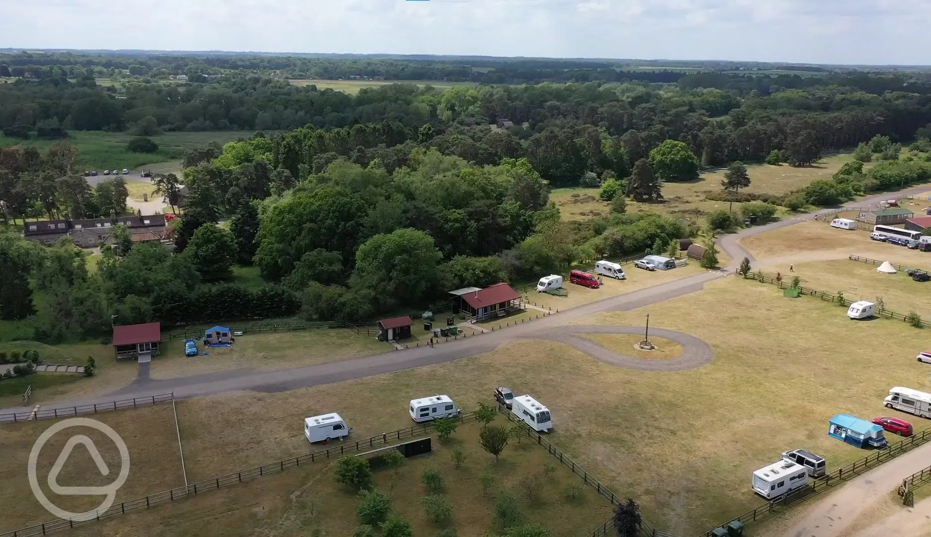 Aerial view of grass pitches