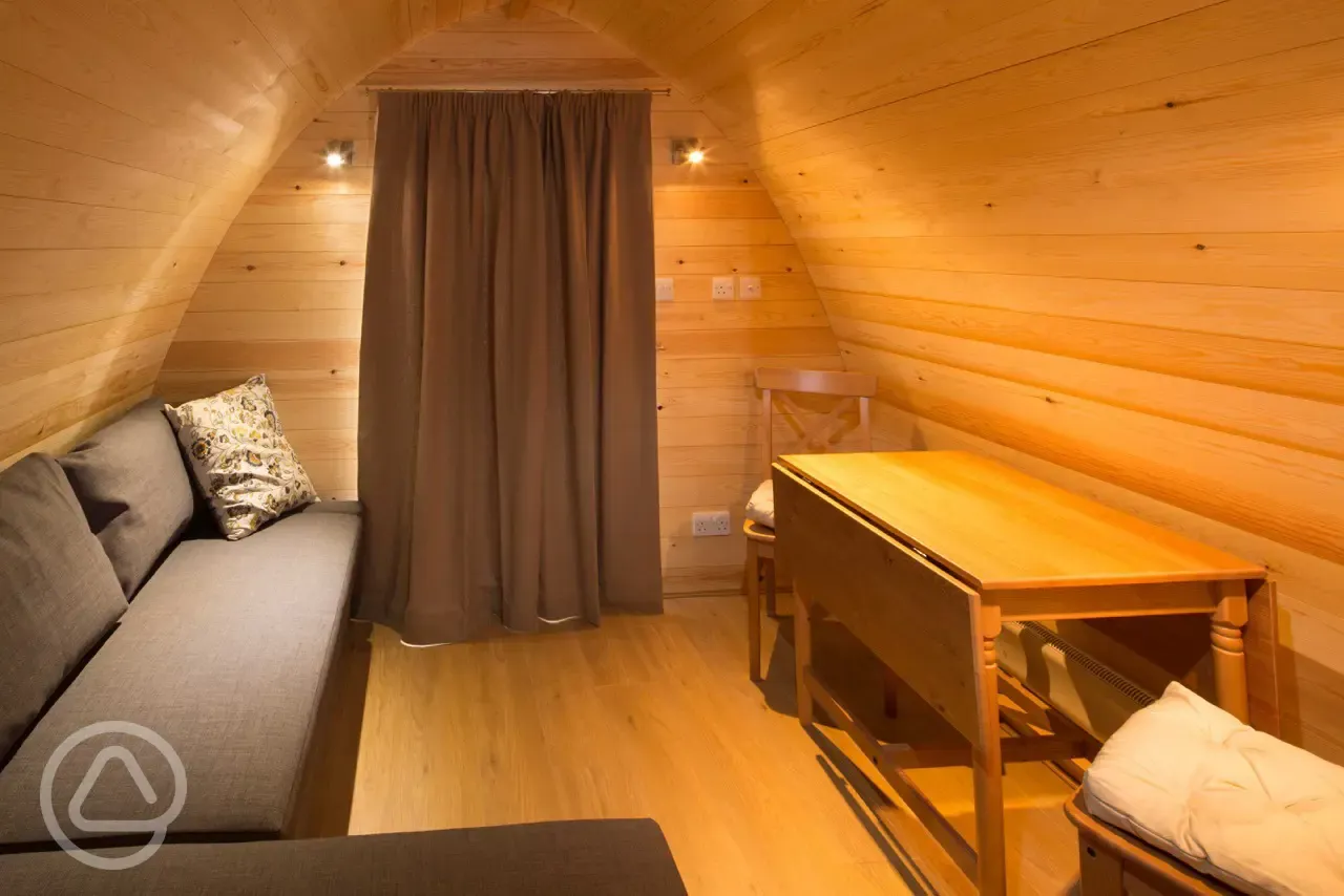 Glamping pod interior