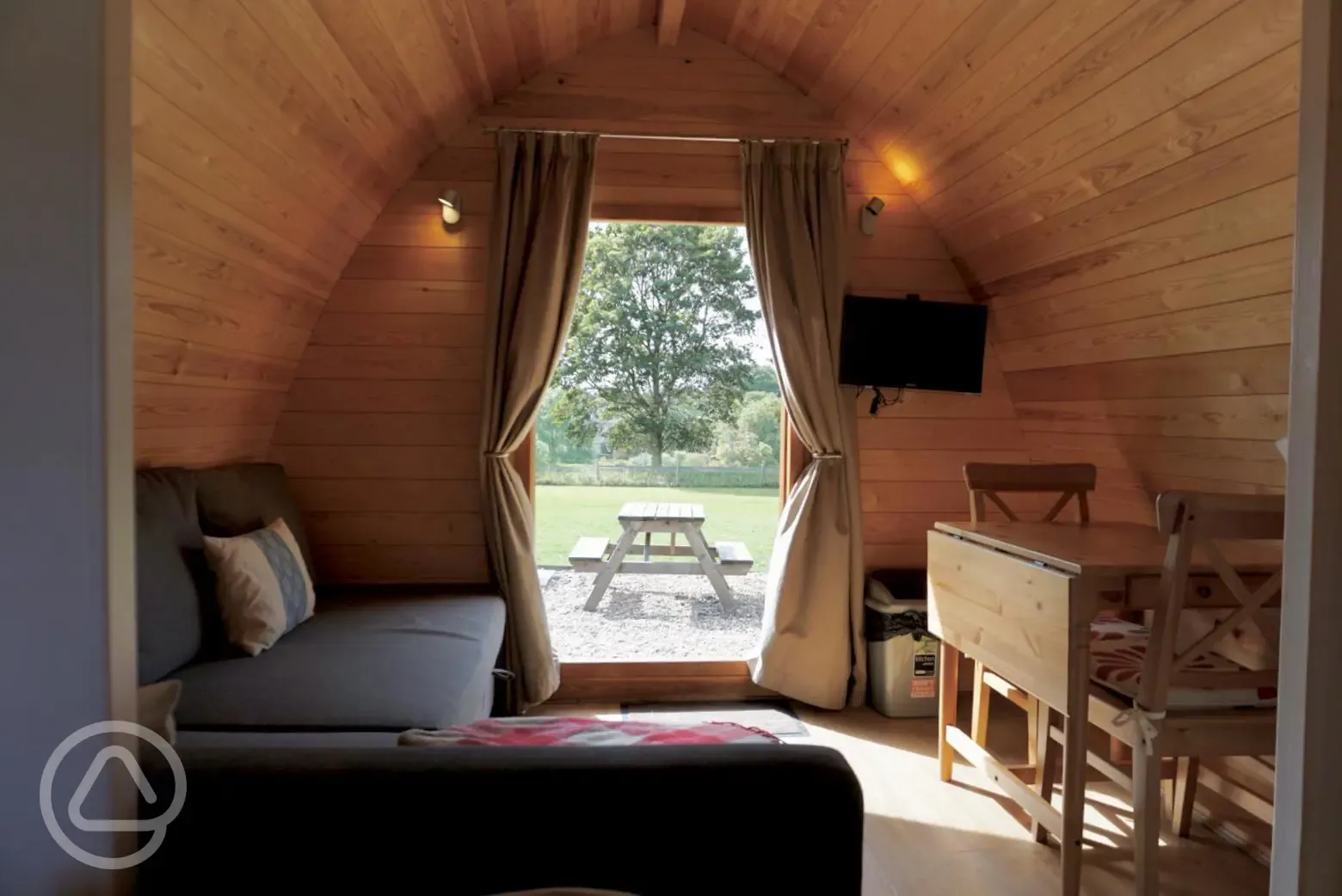 View from inside the glamping pods