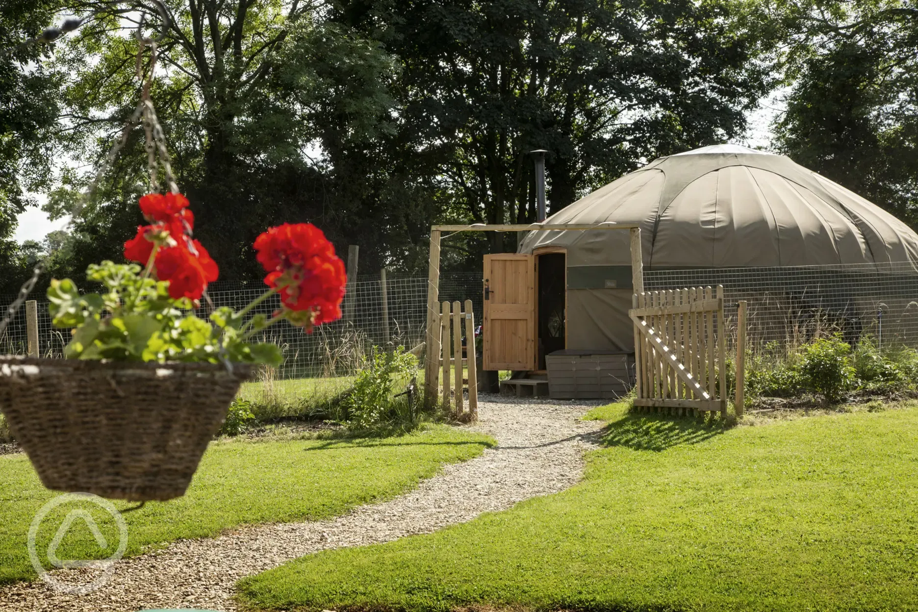 Buttercup Yurt enclosed in a fenced paddock