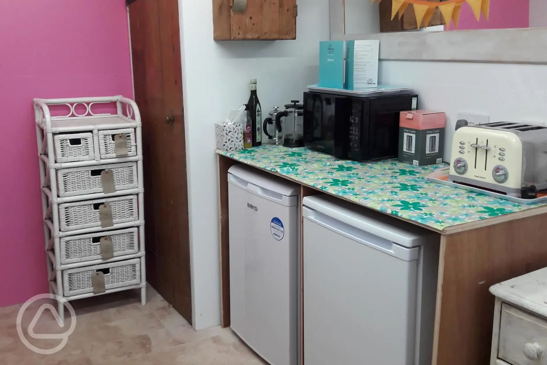 Utility room with sinks, fridges, toaster, kettle etc