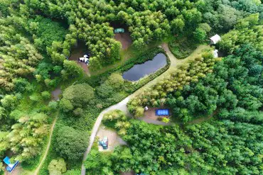 Aerial view of the campsite
