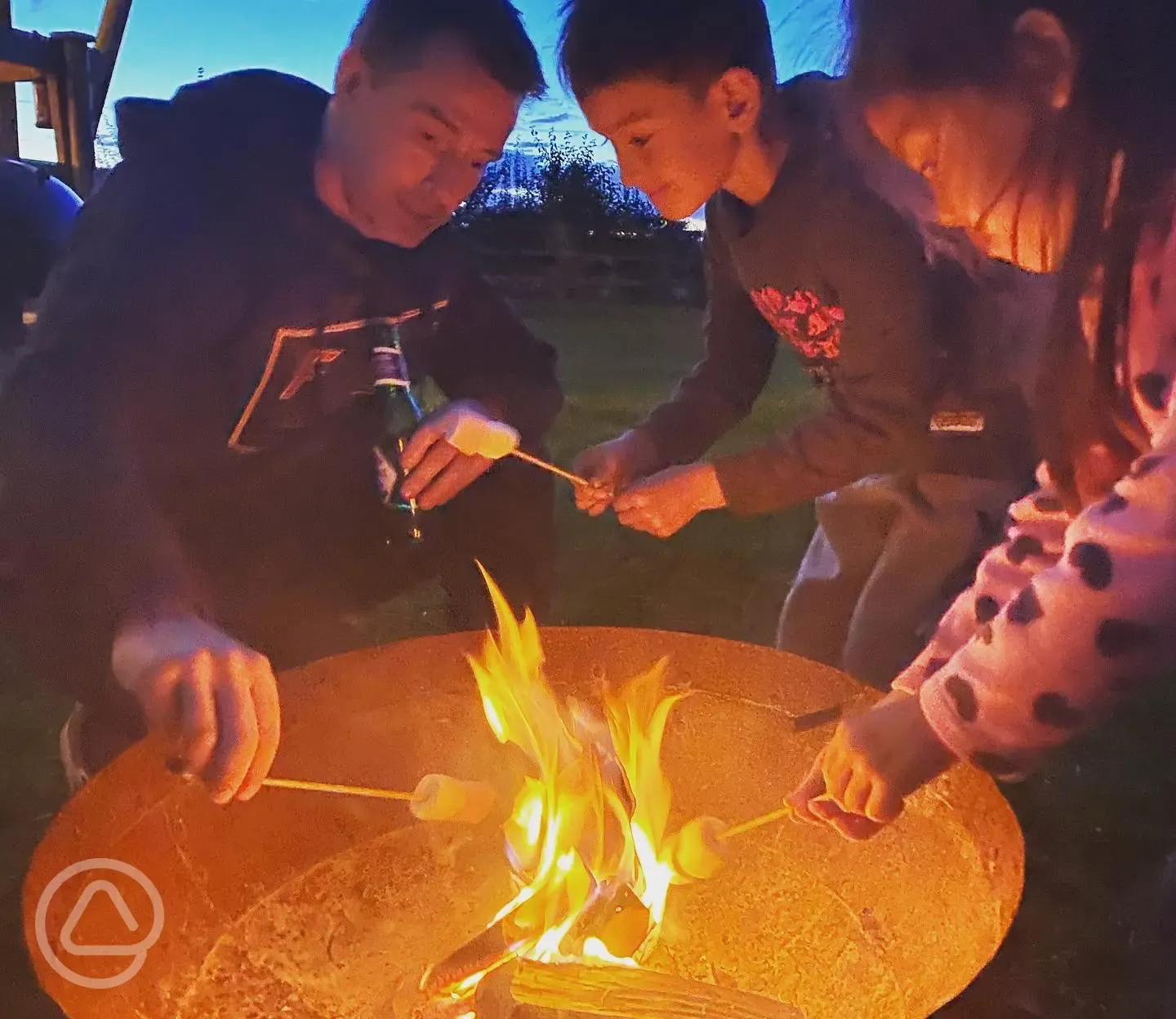 Toasting marshmellows on the campfire