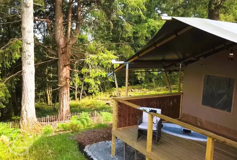 Luxury adult only safari tents with built-in hot tubs