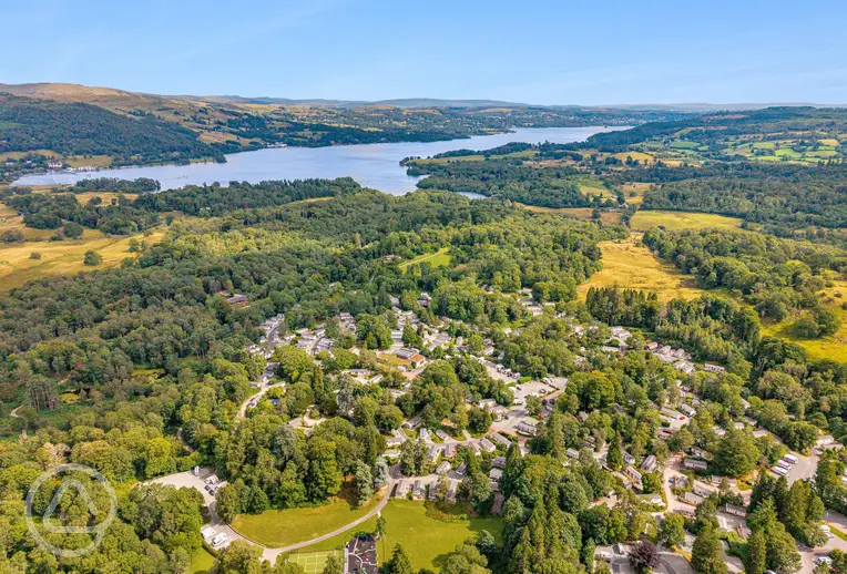 Aerial of Skelwith Fold Caravan Park and Windermere