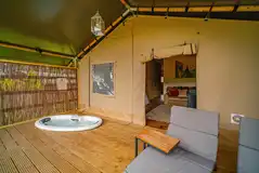 Luxury adult only safari tents with built-in hot tubs