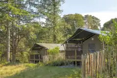 Safari tents with private deck areas with furniture