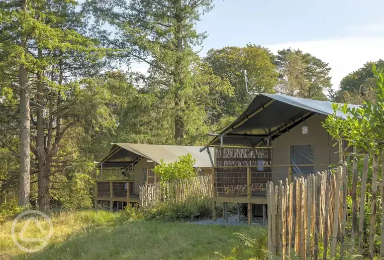 Safari tents with private deck areas with furniture