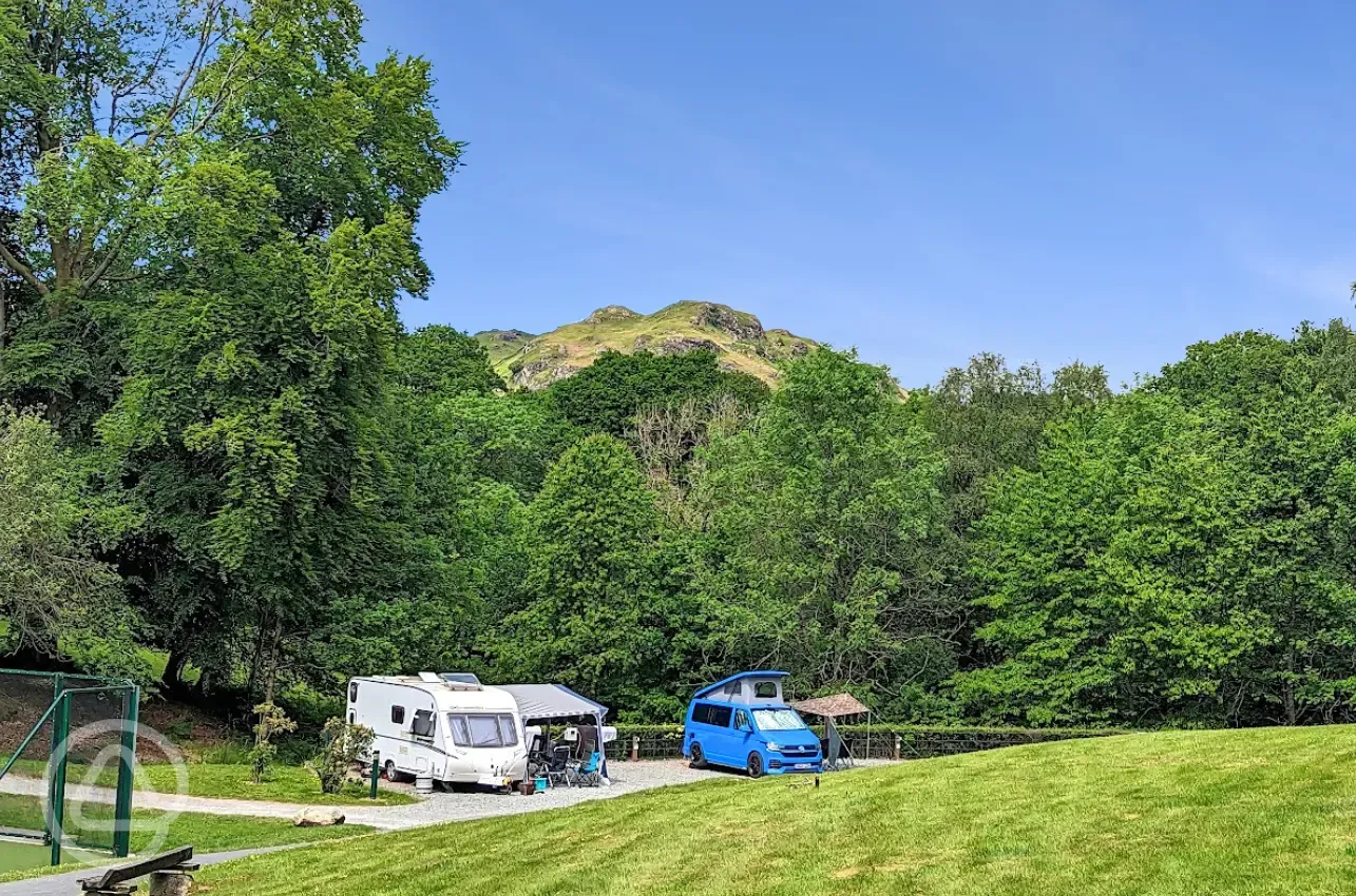 Premium hardstanding pitches with optional electric