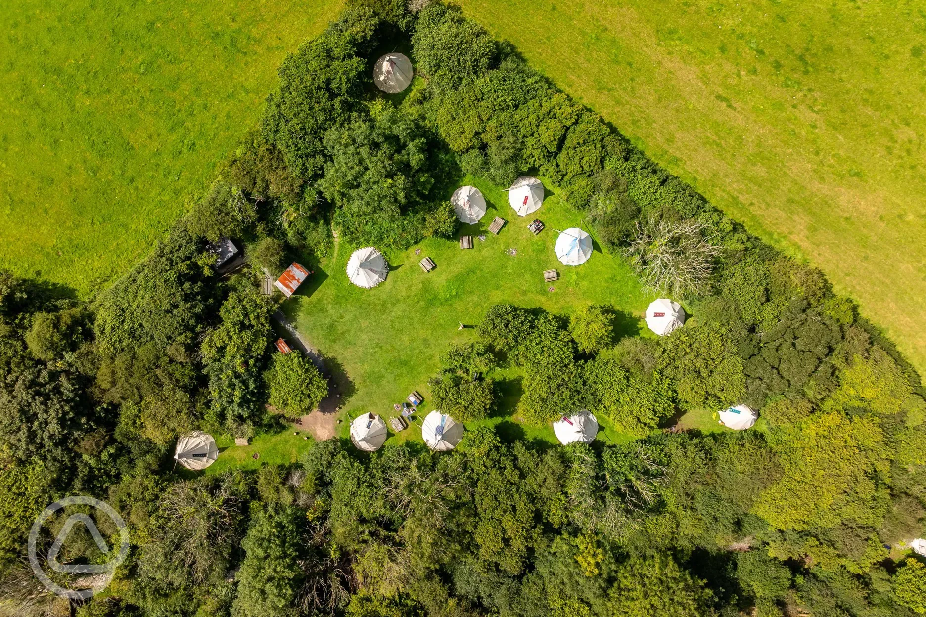 Aerial of the tipis