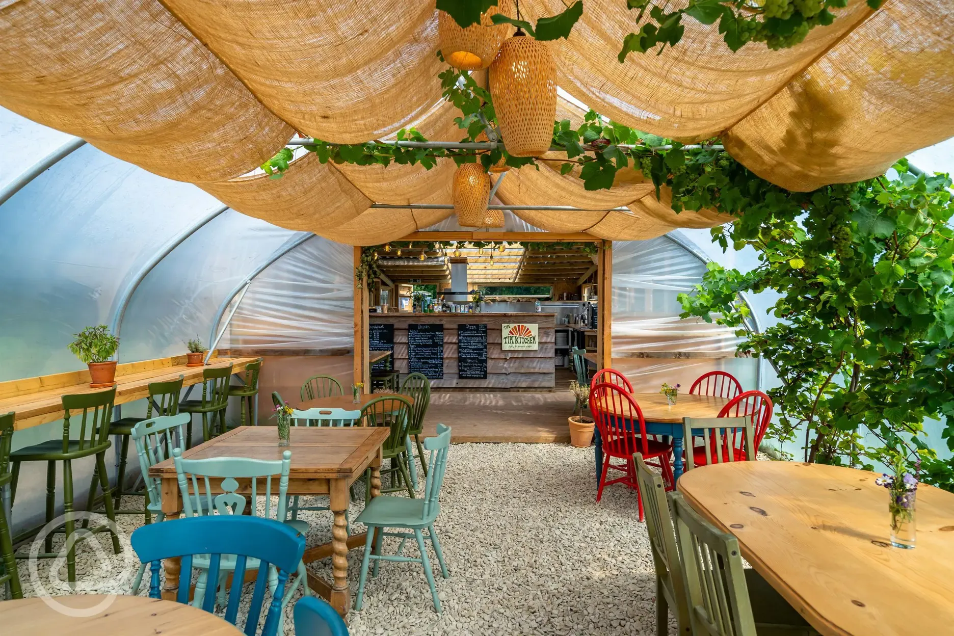 The Tipi Kitchen interior and seating