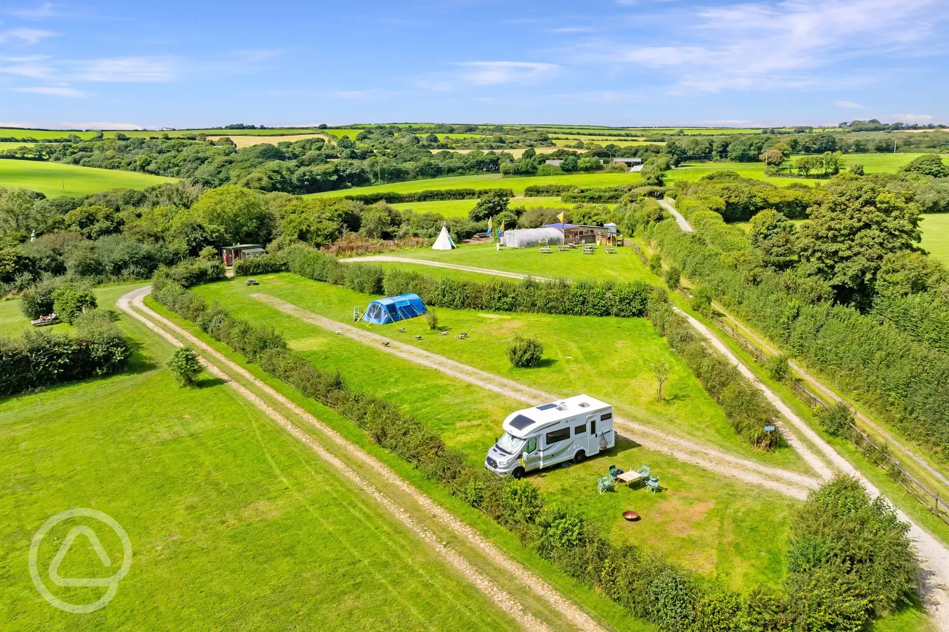 Aerial of the grass meadow pitches