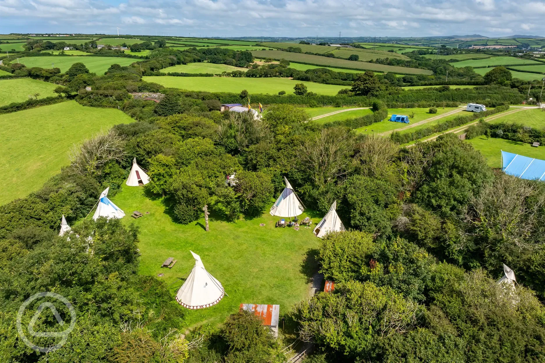 Aerial of the tipis