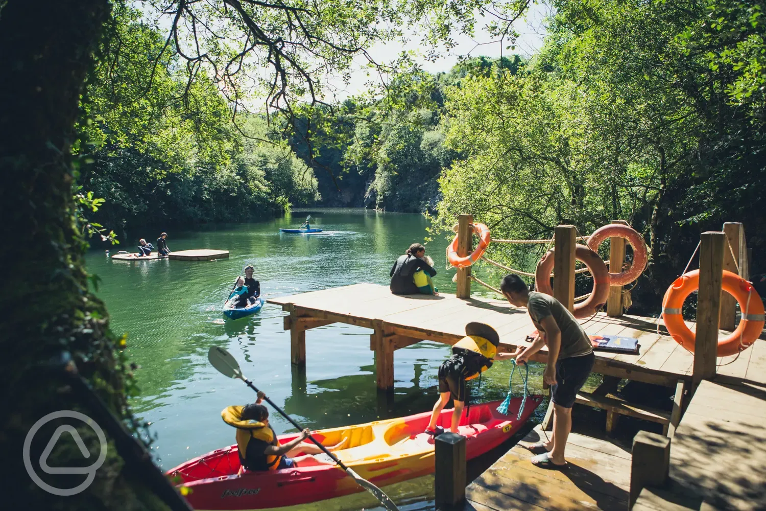 Kayaking at Cornish Tipi's lake 