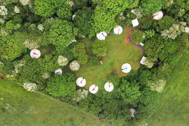 Aerial of the tipis