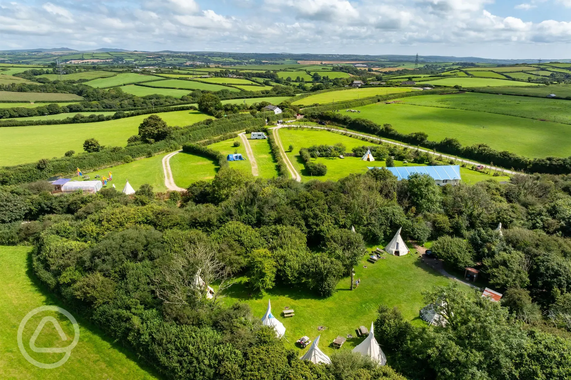 Aerial of the tipis