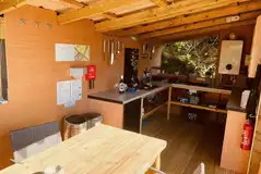 Puffin shepherd's hut outdoor kitchen area