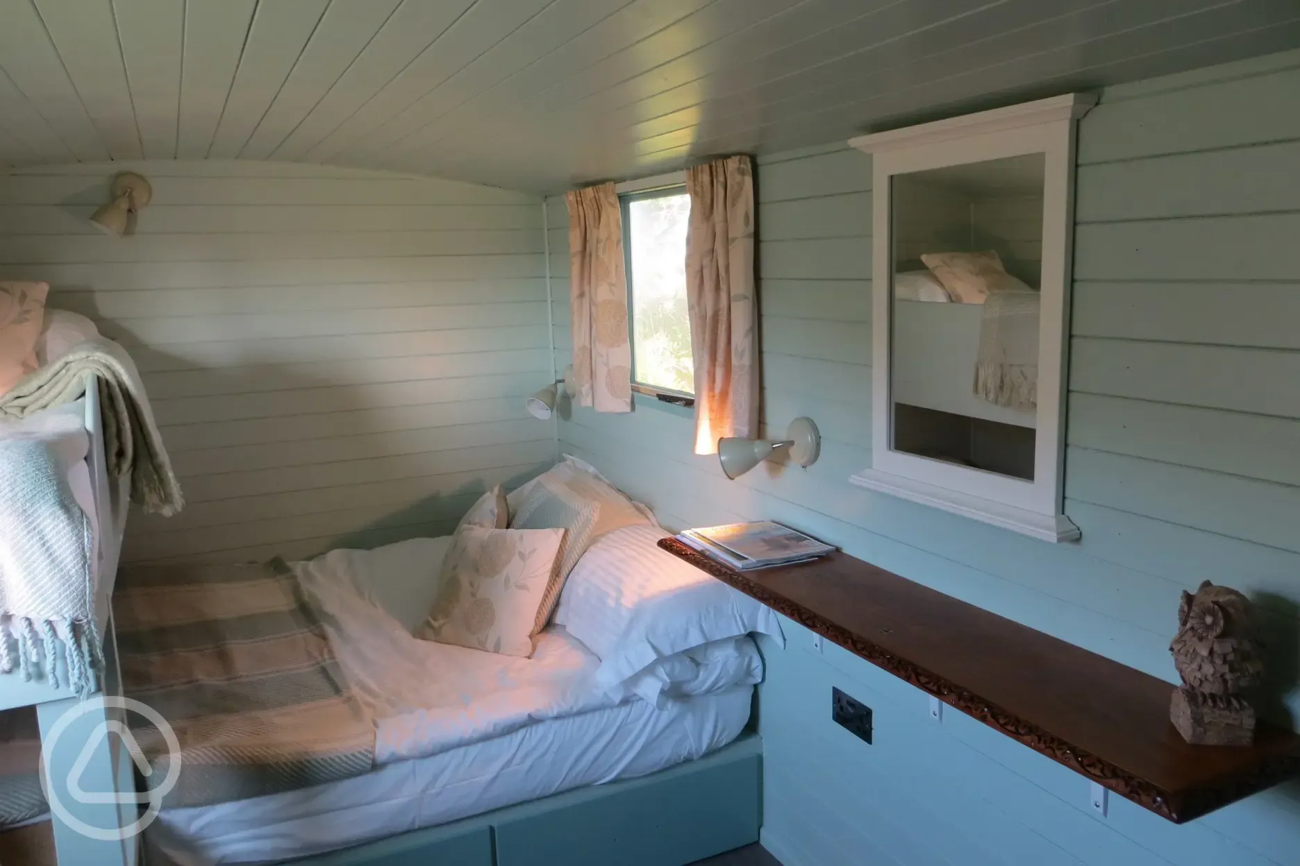 Tawny shepherd's hut interior