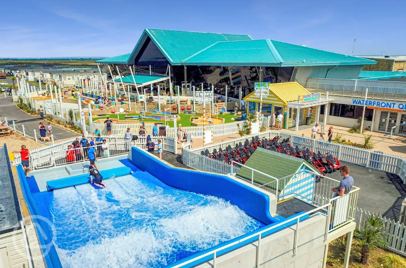 Outdoor activities including the Wave Rider and Dino Cars
