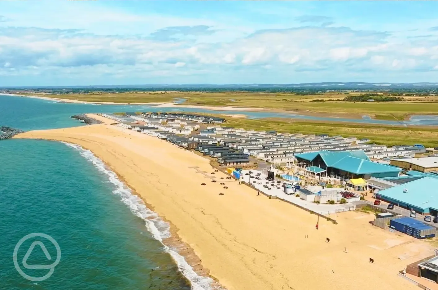 Aerial of the holiday park and coast