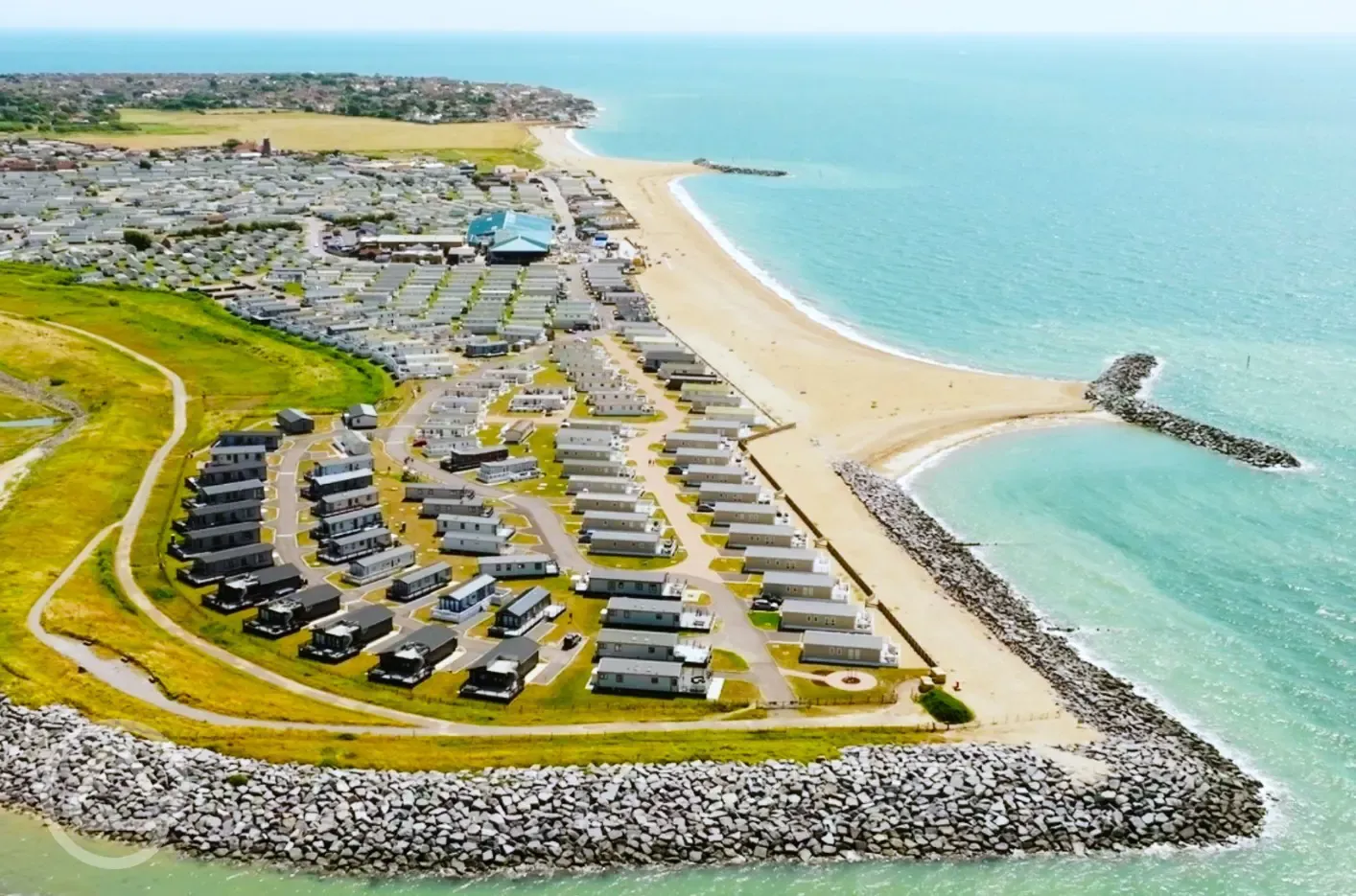 Aerial of the holiday park and coast